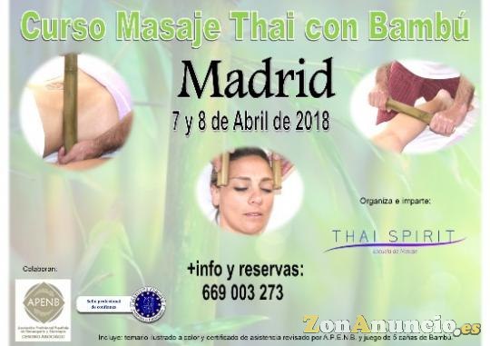 Curso Masaje Thai con Bambú Madrid